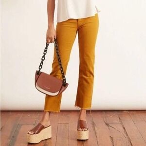 MOTHER The Tomcat Ankle Fray Jeans‎ Women's 25 High Rise Straight Leg Boho